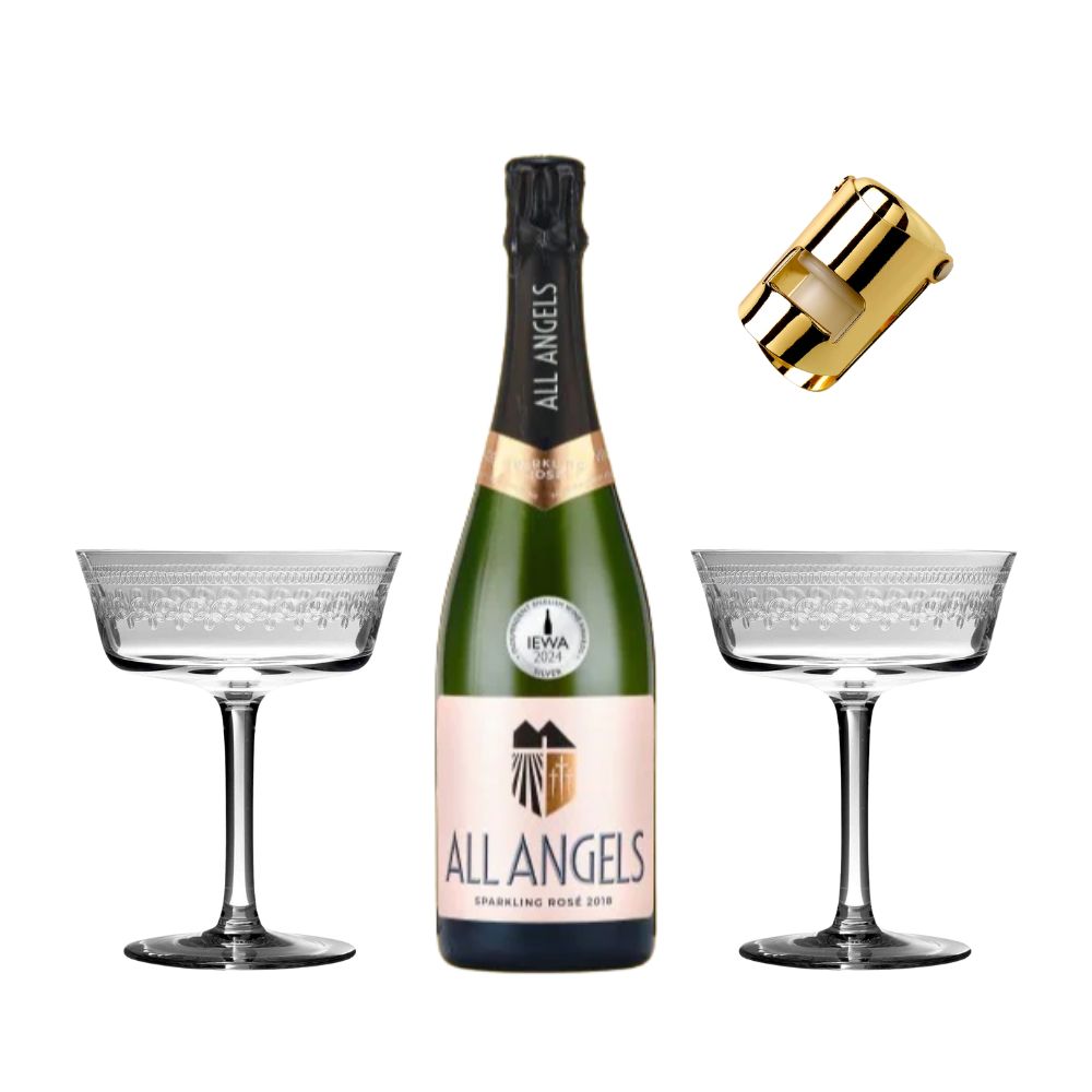 Paquete de vino espumoso y Fizzio con tapón para vino