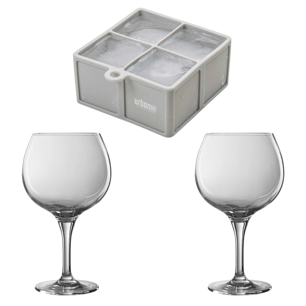 Eiswürfelform und Gin-Ballonglas-Set