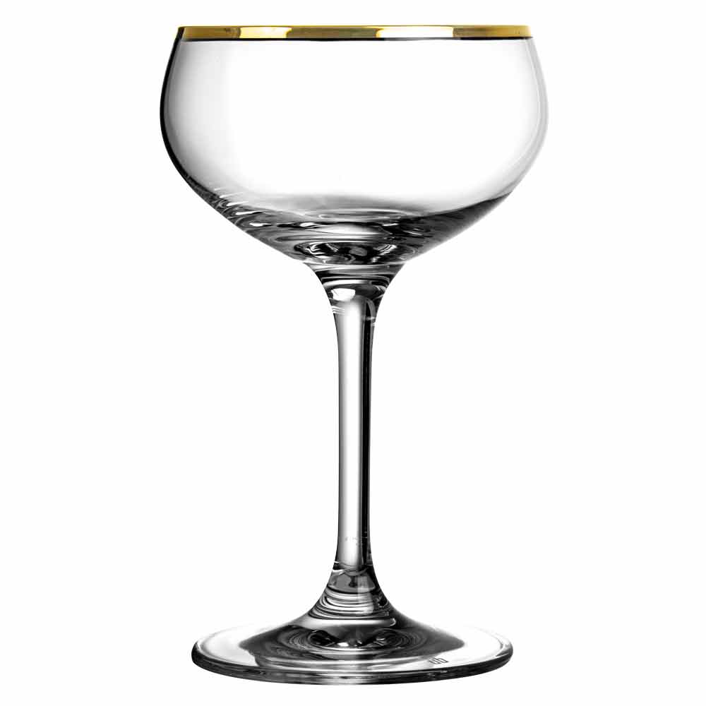 Spanish
Copa coupé para champán con borde dorado 21cl - Caja de 4