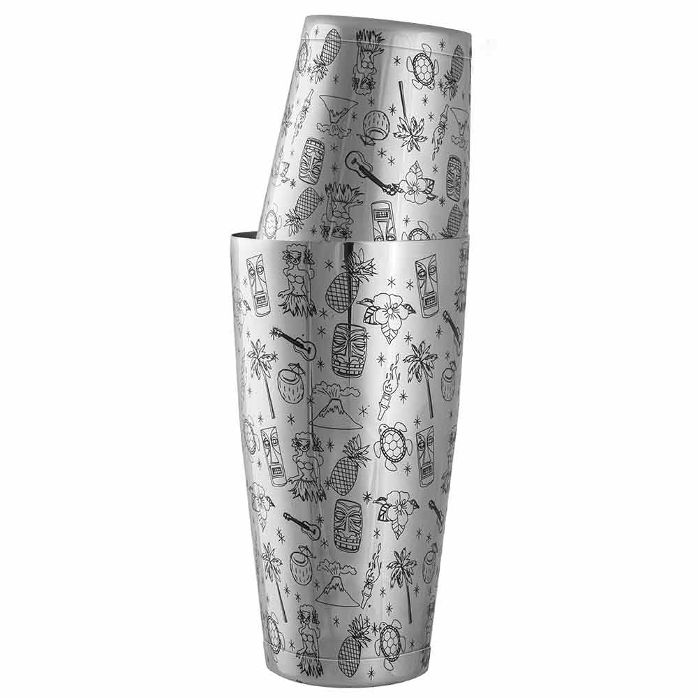 Shaker à cocktails Tiki en acier inoxydable, type tin-on-tin, lesté, 75 cl