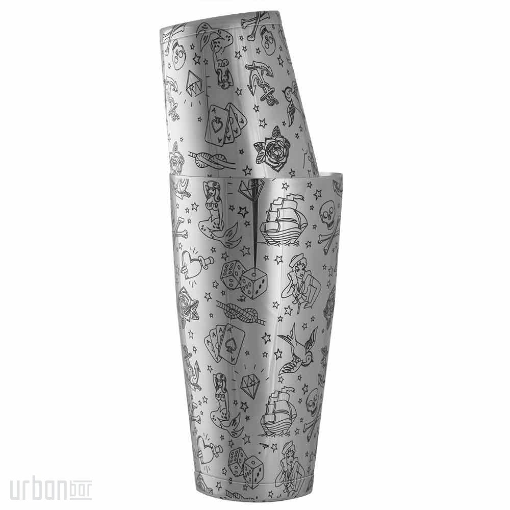 Tattoo Tin-on-Tin Stainless Steel Weighted Cocktail Shaker 75cl