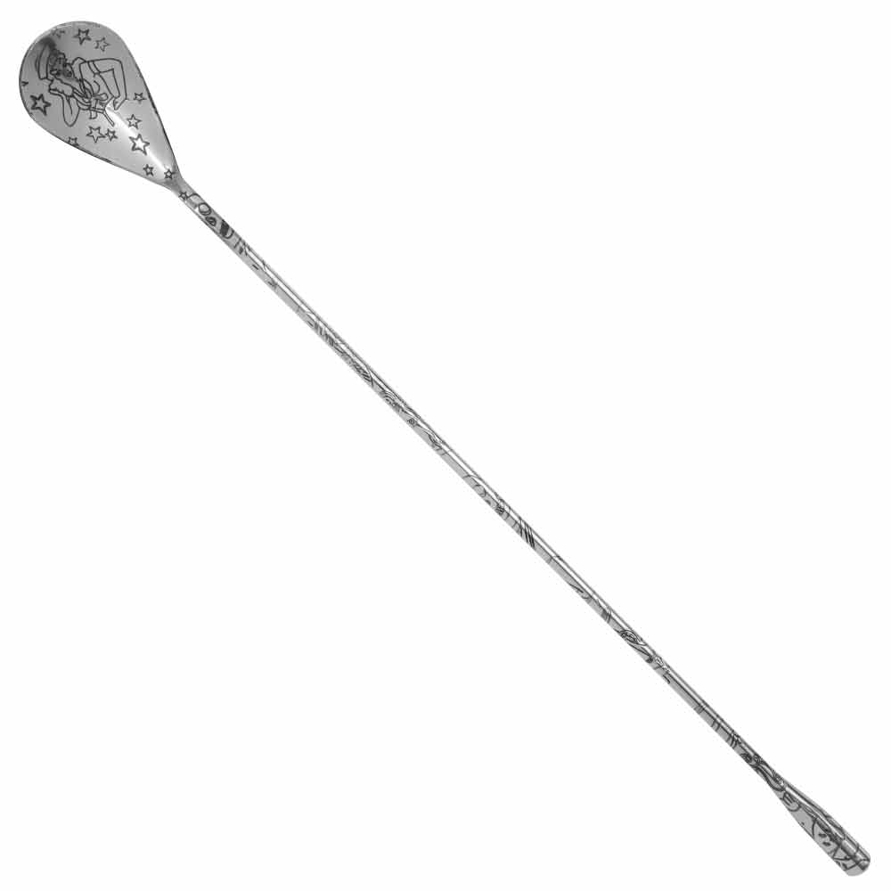 Cuillère de bar en acier inoxydable Tattoo pour cocktail 30 cm