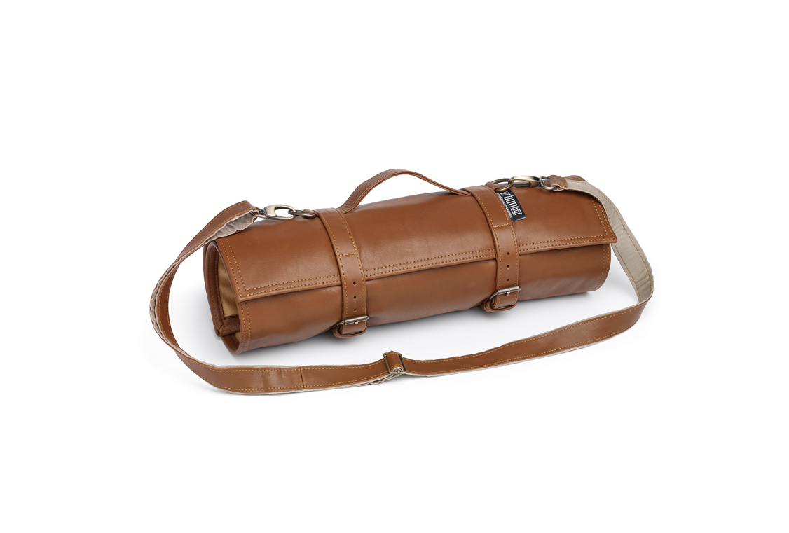 Sacoche à outils en cuir roulable marron
