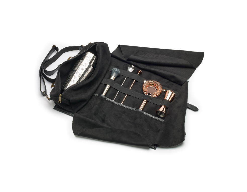 Sac à outils en cuir enroulable noir