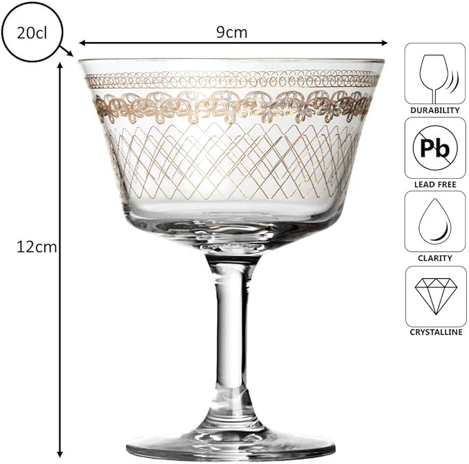 1910 Fizz Gold Cocktail Glass Coupe 20cl