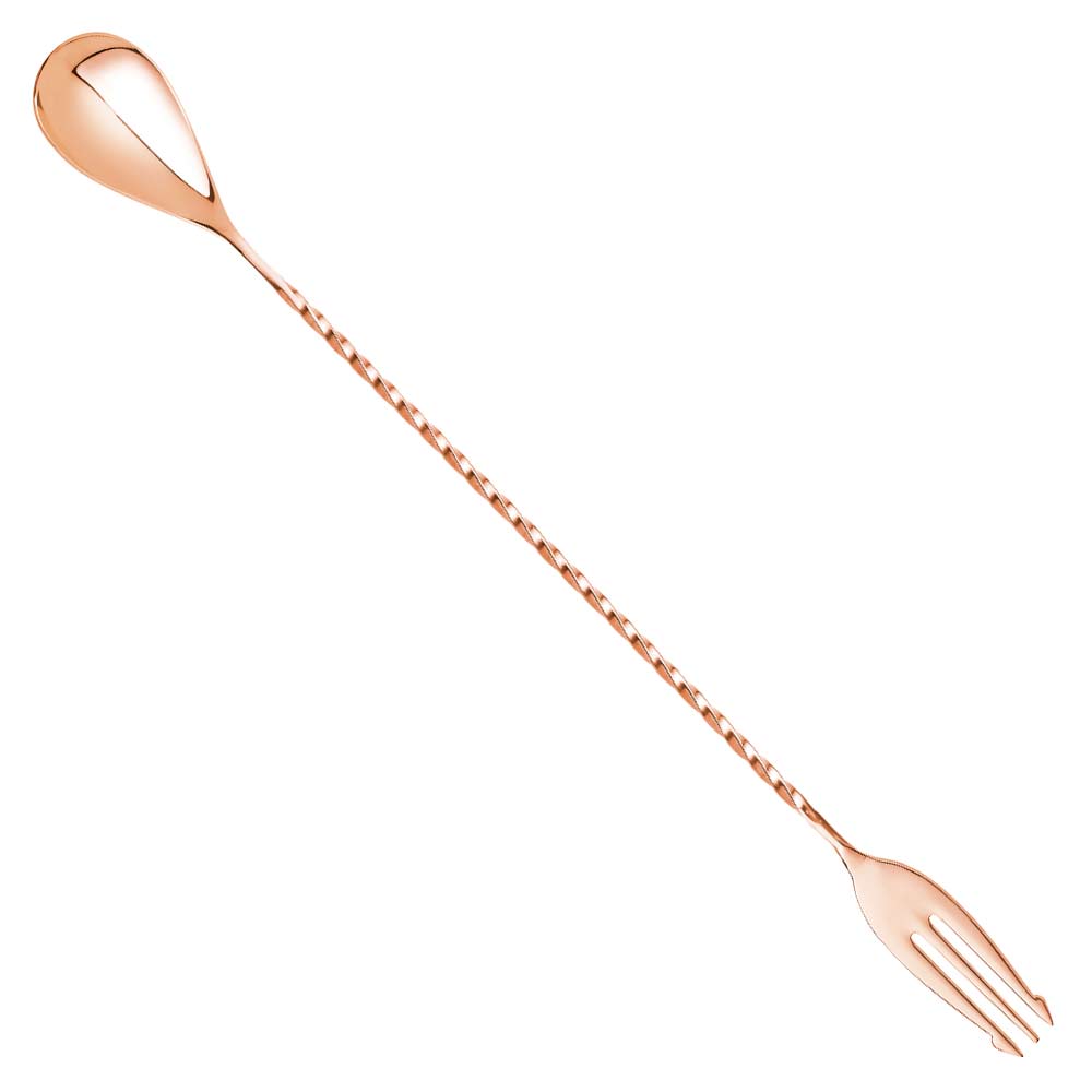 Cuillère de bar trident en cuivre 30 cm