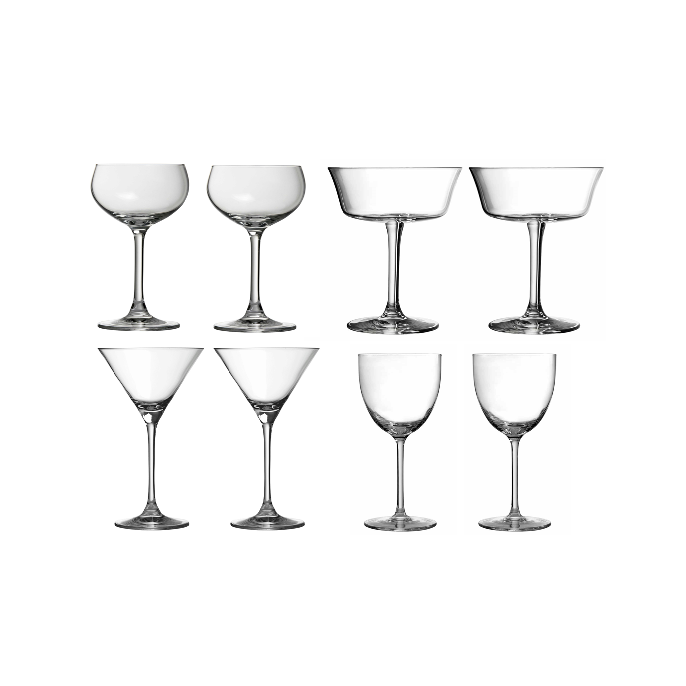 Lot de verres à cocktail à pied pour la maison
