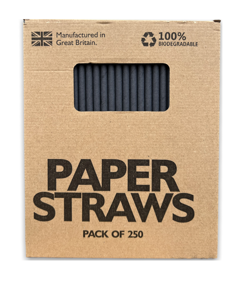 Pajitas de papel negras, caja de 250 unidades