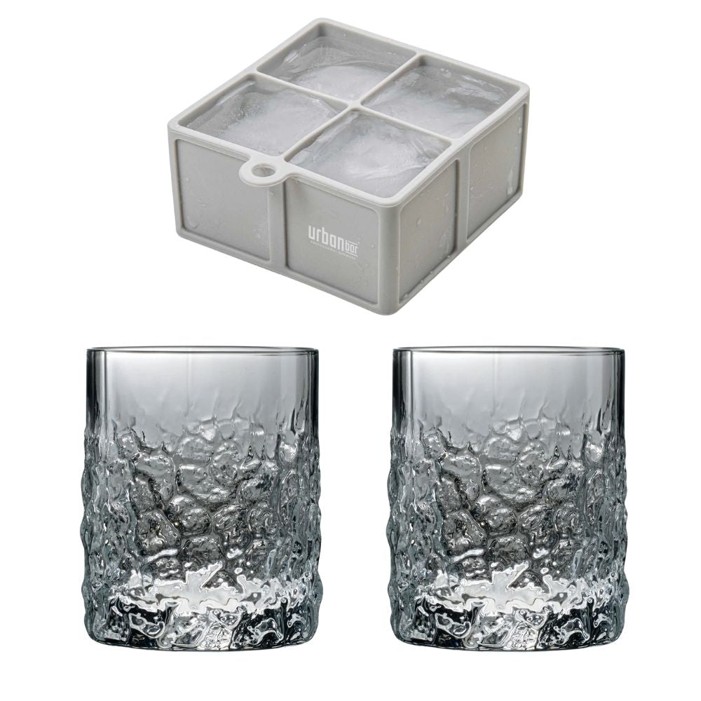 Ice Cube Tray & Old Fashioned Glasses Set