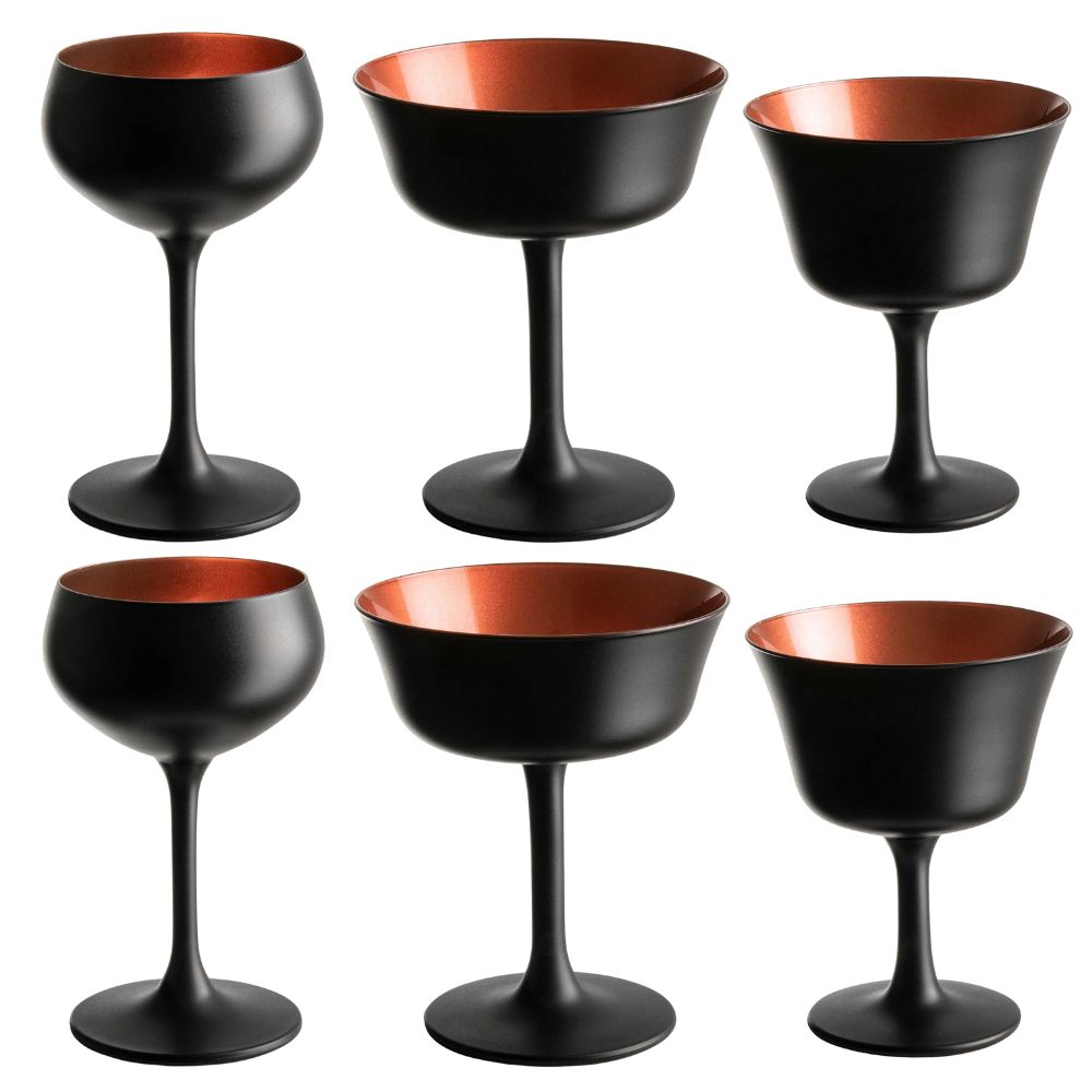 Oro Nero Black & Copper Cocktail Glass Set