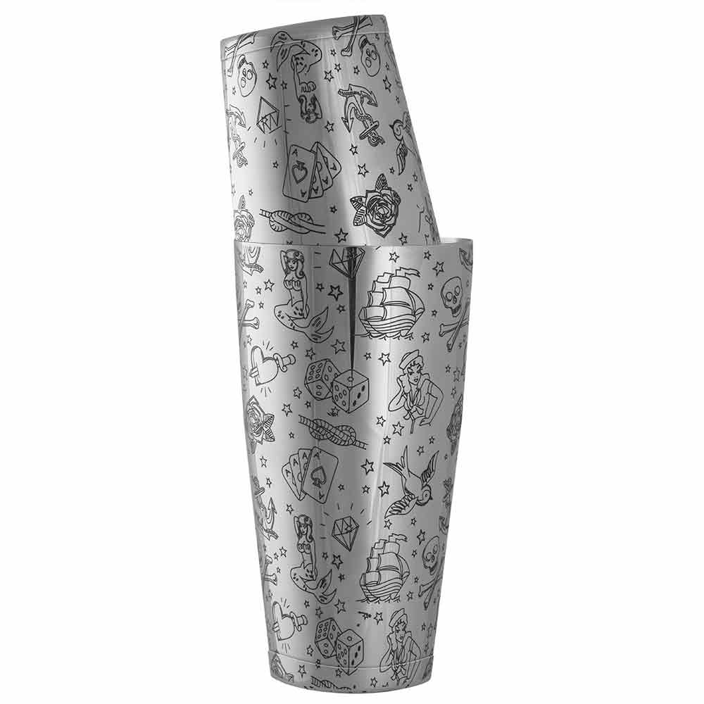 Shaker à cocktails en acier inoxydable lesté Tattoo, tin-on-tin 75cl