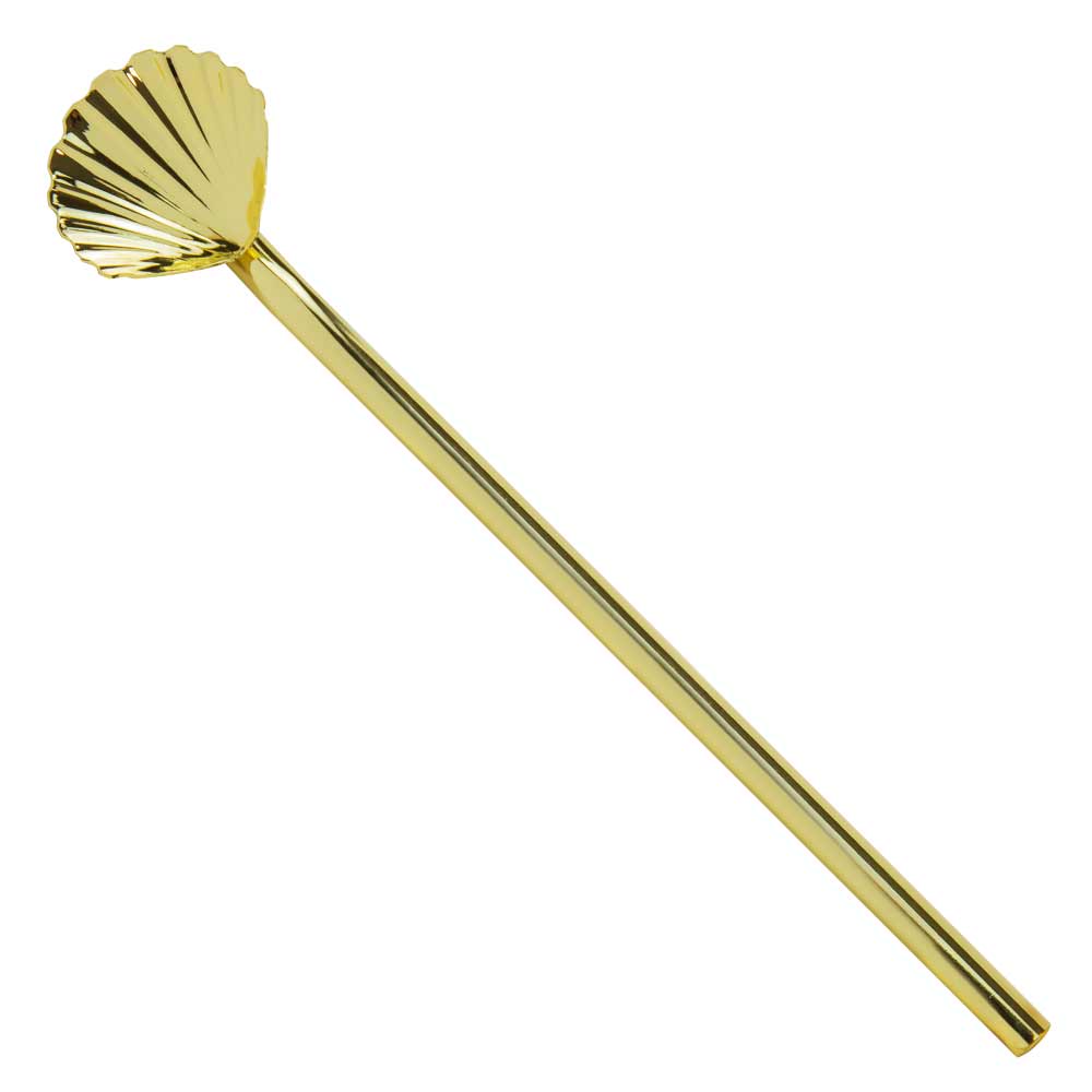 Gold Jakobsmuschel-Strohrührer 18 cm (6er-Pack)