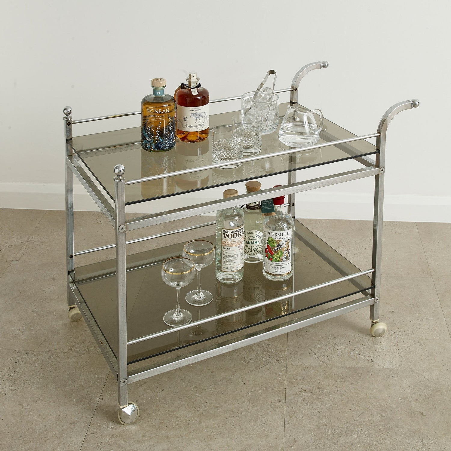 Chrome Vintage Drinks Trolley